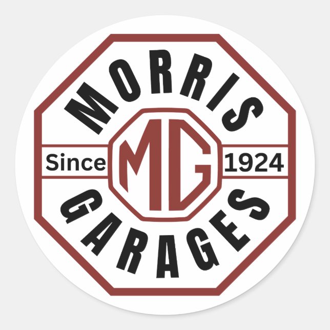 MG Morris Garages Classic Round Stickers (Vorderseite)
