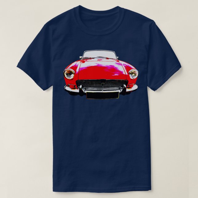 MGB 1970er-Klassiker mit hohem Kontrastrot T-Shirt (Design vorne)