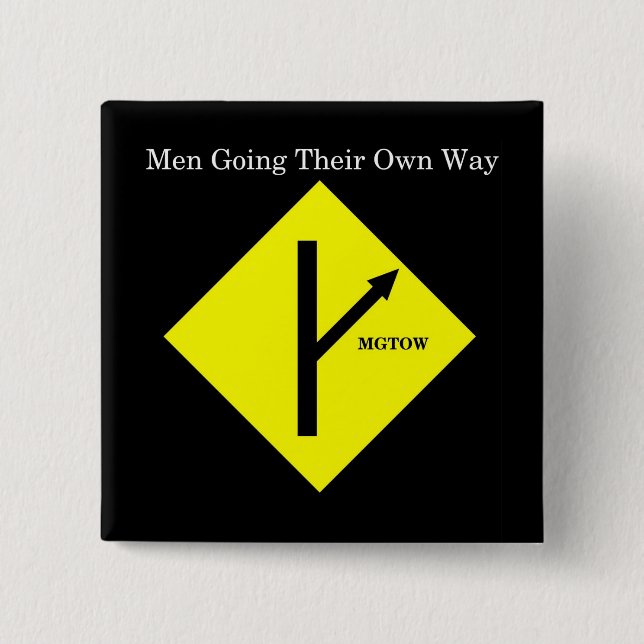 MGTOW Logo-Knopf-Quadrat-Schwarzer Hintergrund Button (Vorderseite)