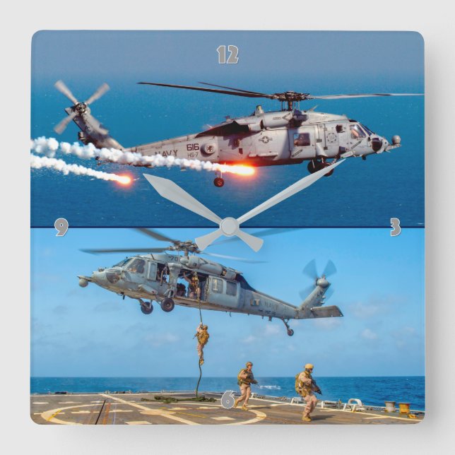 MH-60er SEAHAWK Quadratische Wanduhr (Vorderseite)