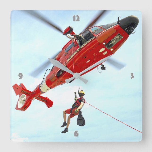 MH-65 DOLPHIN QUADRATISCHE WANDUHR (Vorderseite)