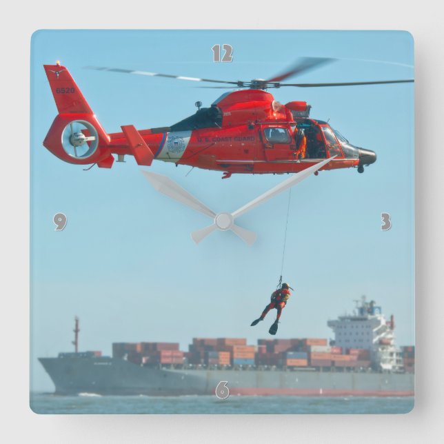 MH-65 DOLPHIN QUADRATISCHE WANDUHR (Vorderseite)