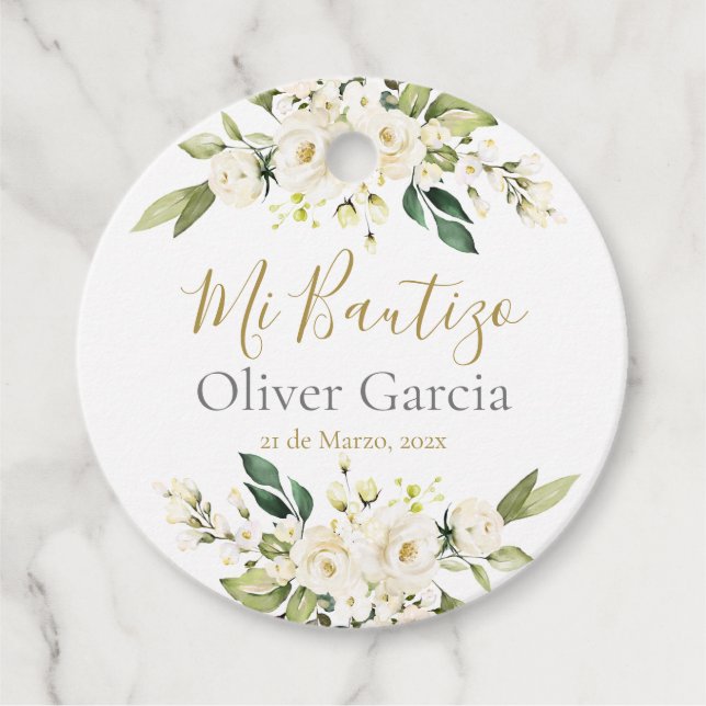 Mi Bautizo Klassischer Rundsticker Geschenkanhänger (Vorderseite)