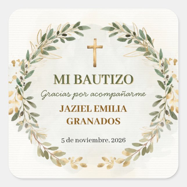 Mi Bautizo Stickers Personalized Baptism Labels (Vorderseite)