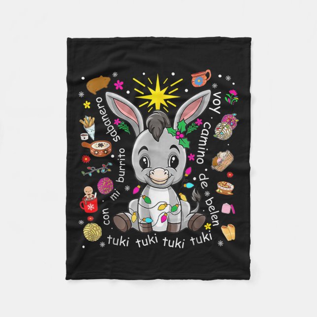 Mi Burrito Sabanero Mexican Christmas Spanish Xmas Fleecedecke (Vorderseite)