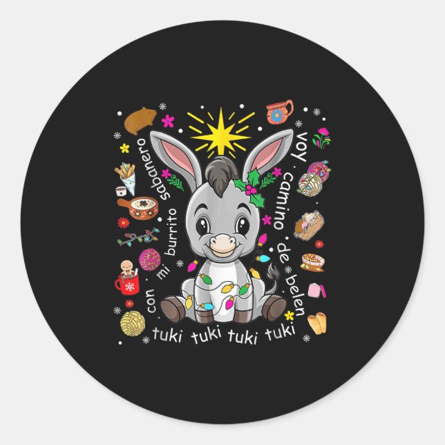 Mi Burrito Sabanero Mexican Christmas Spanish Xmas Runder Aufkleber (Vorderseite)