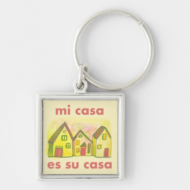 MI CASA ES SU CASA Wasserfarbenhäuser Niedlich frö Schlüsselanhänger (Vorne)