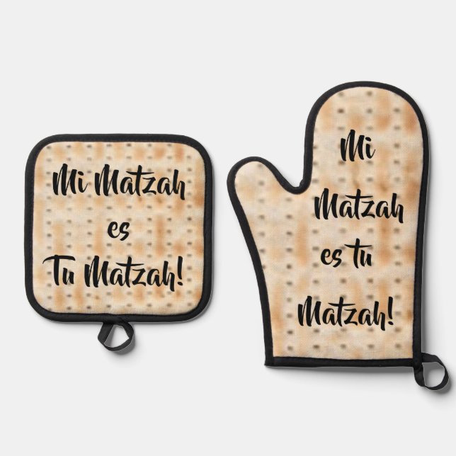 Mi Matzah es Tu Matzah Ofenhandschuh & Topflappen-Set (Vorderseite)