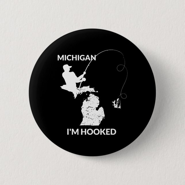 Mi Michigan Fishing Jersey Geschenk für Fischer un Button (Vorderseite)