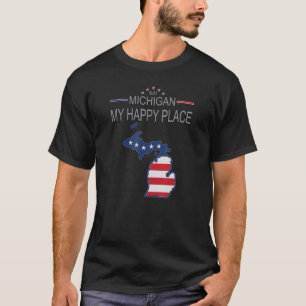 MI Michigan My Happy Place USA Staaten Flag Karte T-Shirt