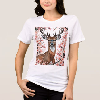 MI N. Amerikanischer Bock umgeben von Apfelblüten Tri-Blend Shirt
