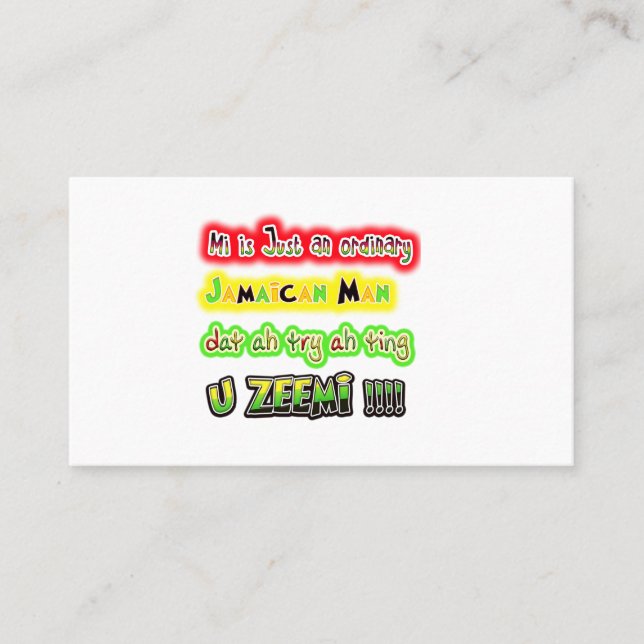 Mi Nur ein gewöhnlicher jamaikanischer Mann Data a Treuekarte (Vorderseite)