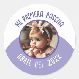Mi Primera Pascua con Foto y Año Runder Aufkleber