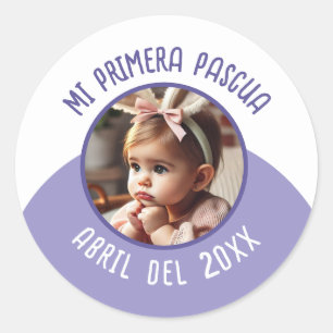 Mi Primera Pascua con Foto y Año Runder Aufkleber