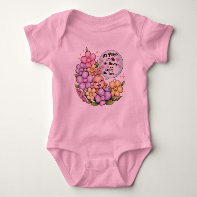 Mi risita huele a flores y sabe a amor baby strampler (Vorderseite)