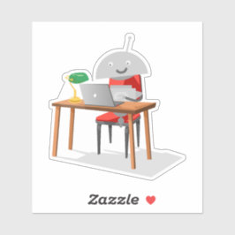 Mia an einem Schreibtisch Aufkleber