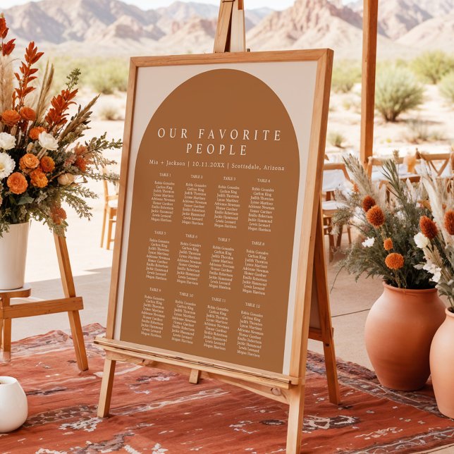 MIA Arched Boho Terracotta Wedding Chart Poster (Von Creator hochgeladen)