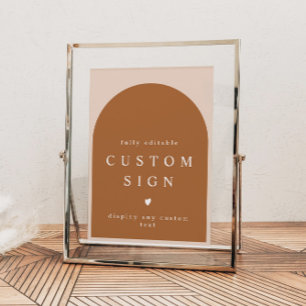 MIA Arted Burnt Orange Modern Custom Text Sign Poster