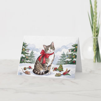 Mia die festliche Katze mit festlicher Dekoration Karte