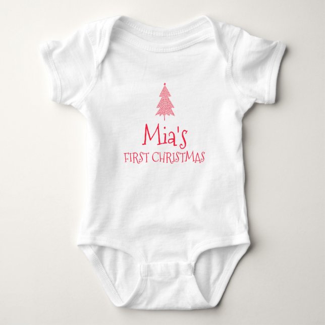Mia First Christmas Baby 1. Weihnachtsnachtsanfang Baby Strampler (Vorderseite)