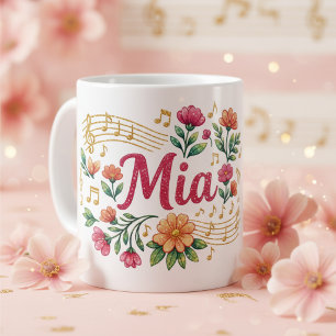 Mia Florale Musikliebhaber Glitzer-Tasse Kaffeetasse