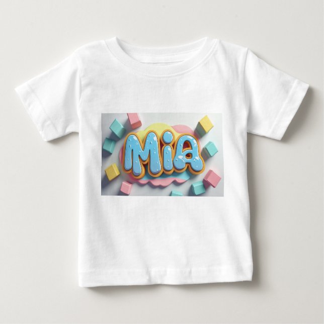 Mia geschrieben in Graffiti-Schriftart Baby T-shirt (Vorderseite)