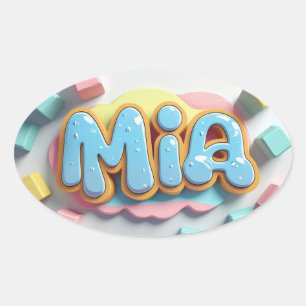 Mia in Graffiti-Schriftart Ovaler Aufkleber