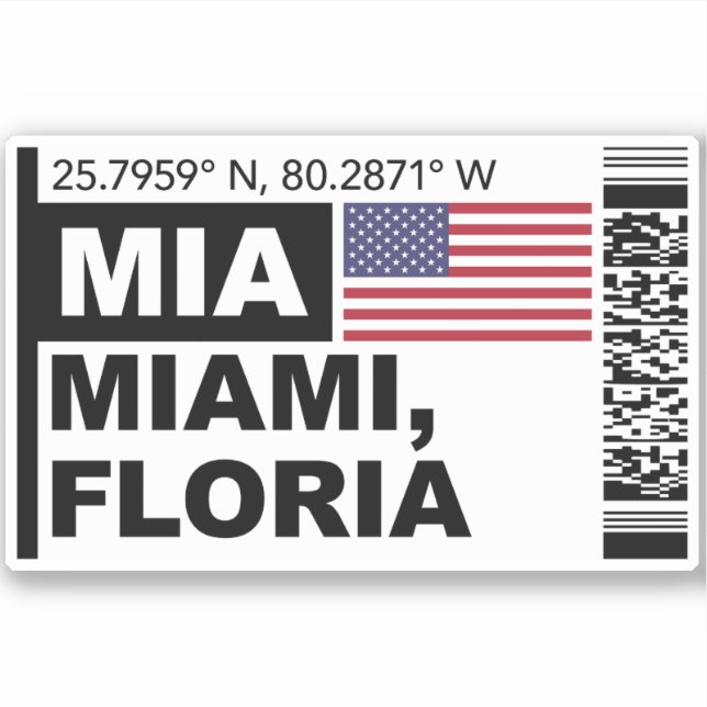 MIA Miami Boarding Pass - Florida Reise Aufkleber (Vorderseite)