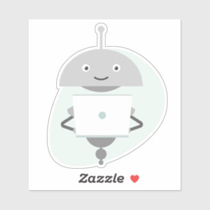 Mia On a Laptop Aufkleber