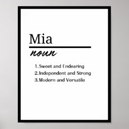 Mia, Personalisierte Mädchenbezeichnung Poster