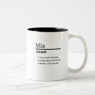 Mia, Personalisierte Mädchenbezeichnung Zweifarbige Tasse