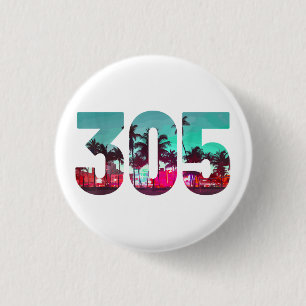 Miami 305 Area Code Florida Vintag Palmen Trees Pr Button