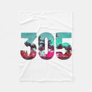 Miami 305 Area Code Florida Vintag Palmen Trees Pr Fleecedecke