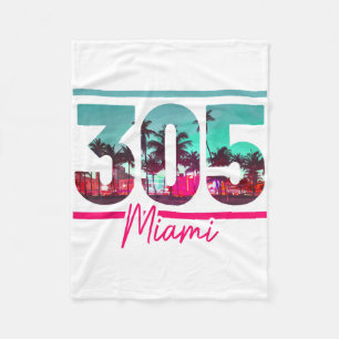 Miami 305 Area Code Florida Vintag Palmen Trees Pr Fleecedecke