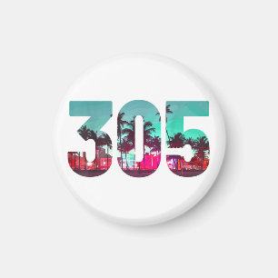 Miami 305 Area Code Florida Vintag Palmen Trees Pr Magnet