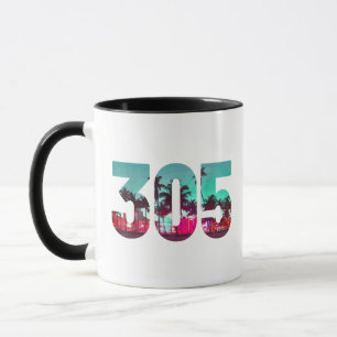 Miami 305 Area Code Florida Vintag Palmen Trees Pr Tasse