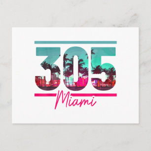 Miami 305 Vorwahl Florida Vintage Palmen Stolz Feiertagspostkarte
