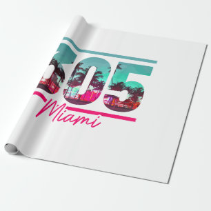 Miami 305 Vorwahl Florida Vintage Palmen Stolz Geschenkpapier
