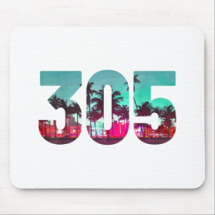 Miami 305 Vorwahl Florida Vintage Palmen Stolz Mousepad