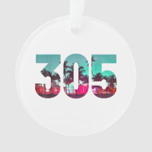 Miami 305 Vorwahl Florida Vintage Palmen Stolz Ornament