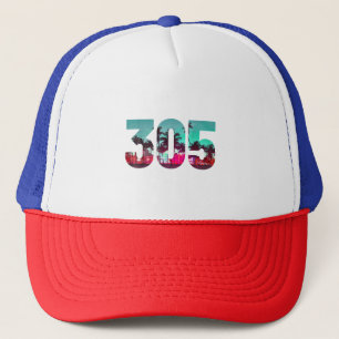 Miami 305 Vorwahl Florida Vintage Palmen Stolz Truckerkappe