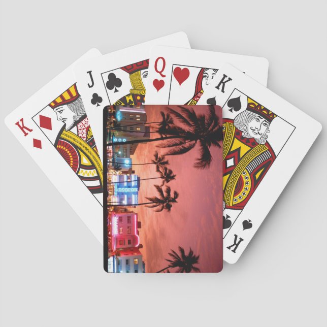 Miami Abend Skyline Playing Cards Spielkarten (Rückseite)