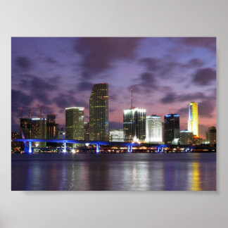 Miami Abend Skyline Poster