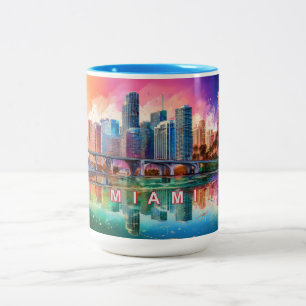 Miami Abstrakt Art Skyline Zweifarbige Tasse