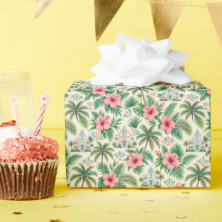 Miami Art Deco Hibiskus Palme Tropisch Geschenkpapier