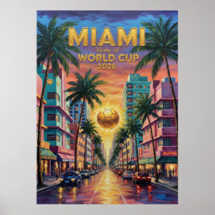 Miami Art Deco Weltmeisterschaft 2026 Fußball Ocea Poster
