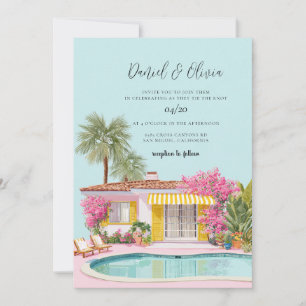 Miami Beach Aquarell-Hochzeit Einladung