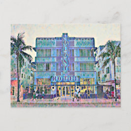 Miami Beach Art Deco Hotel Malerei 2 Postkarte