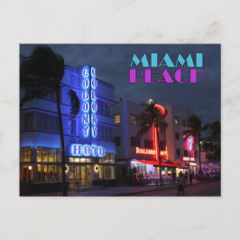 Miami Beach Art Deco Hotels at Night Postkarte