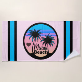 Miami Beach Blue und Pink Palm Trees Strandtuch